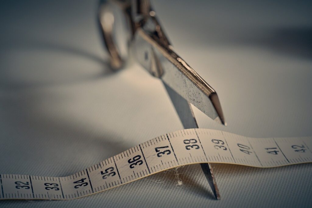 scissors, tape measure, measurement