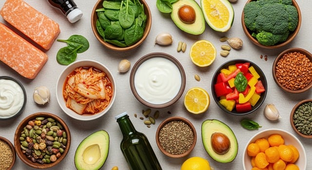 flat lay, healthy eating, balanced diet, nutrition, wellness, fresh ingredients