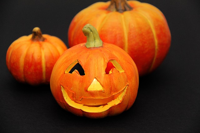 pumpkins, deco, decoration, decorative, autumnal, fall, halloween motif, halloween decoration, laugh, halloween