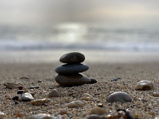 zen, stone, beach, ro, balance, sea, ocean, nature, shingle, meditation, quiet, coast