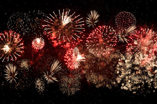 Vibrant fireworks light up the night sky in a breathtaking celebration in Vaughan, Ontario.