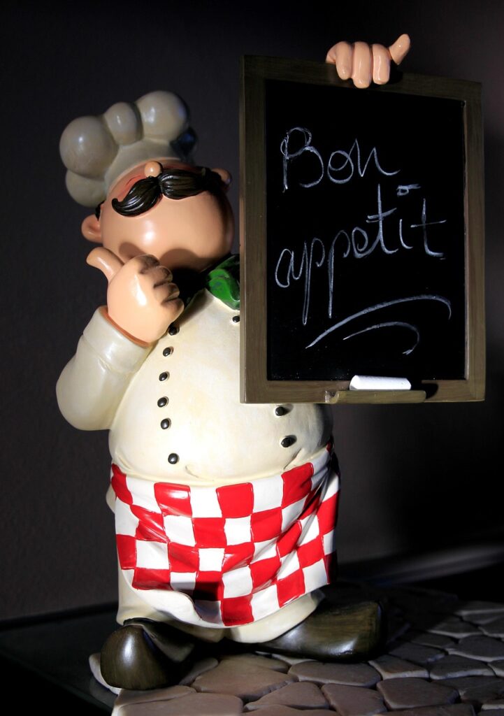 cook, chef, chef hat, board, chalk, man, statue, male, yummy, cap, white, food, restaurant, order, menu, enjoy your meal, thumbs up, moustache, chef, chef, chef, chef, chef, order, menu, menu, menu, menu