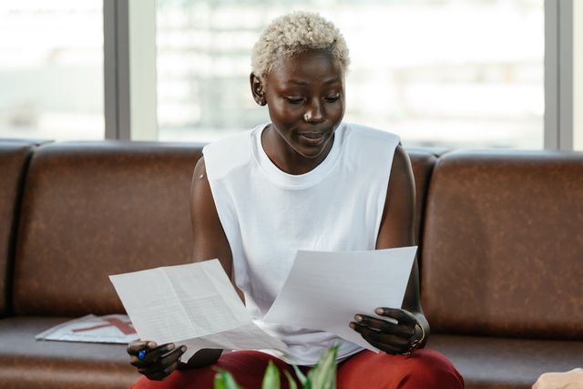 Woman over 40 reading about retatrutide weight loss research and FDA approval